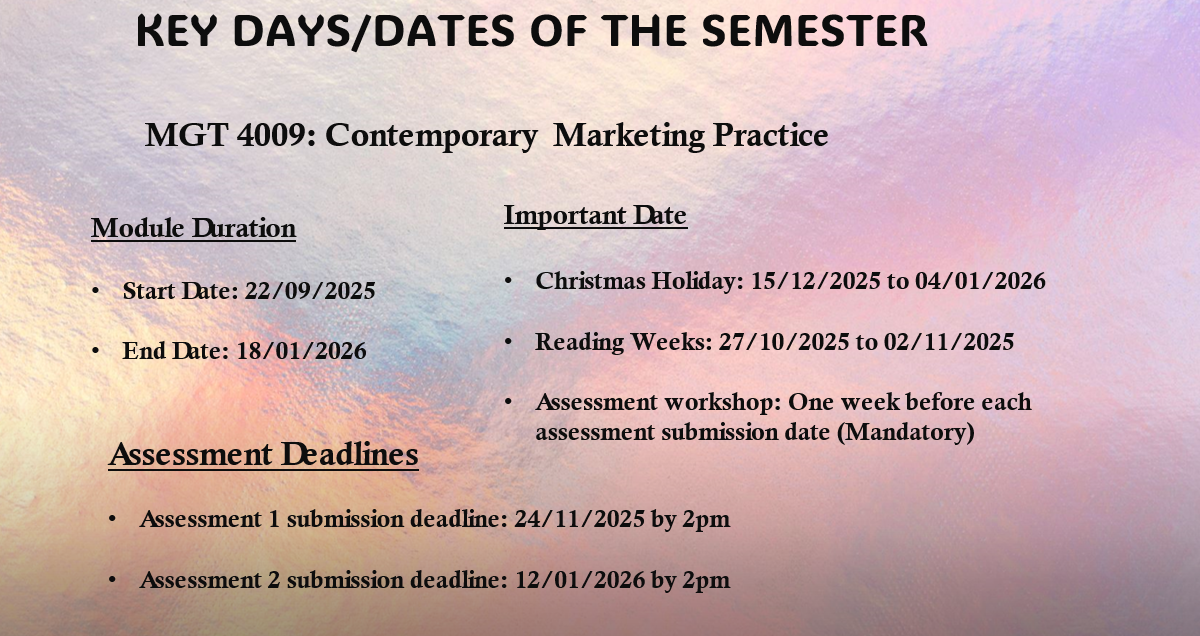 2025 Important dates